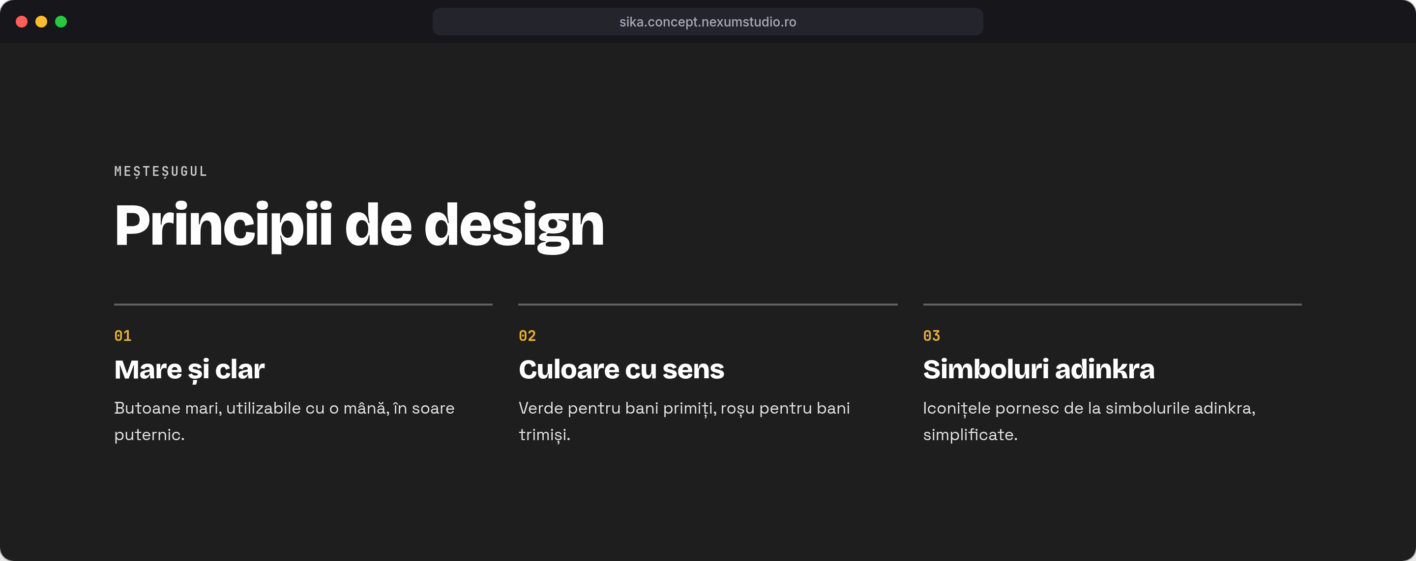 SIKA: Principii de design, desktop
