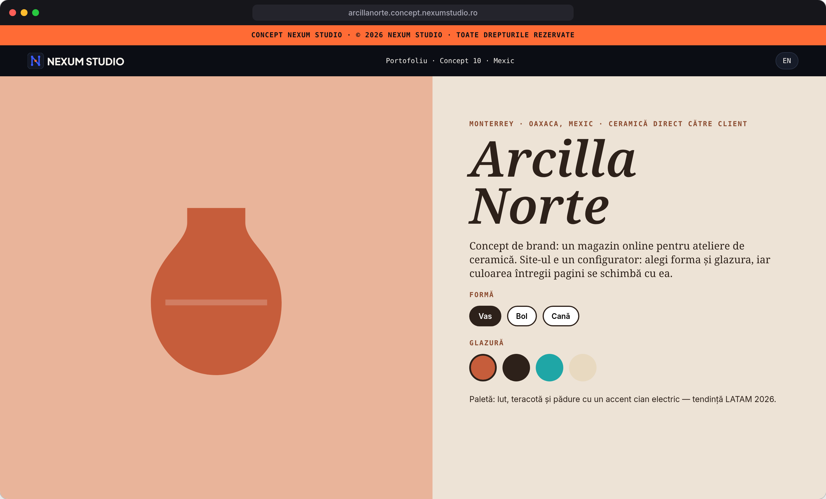 ARCILLA NORTE: Prima secțiune, desktop