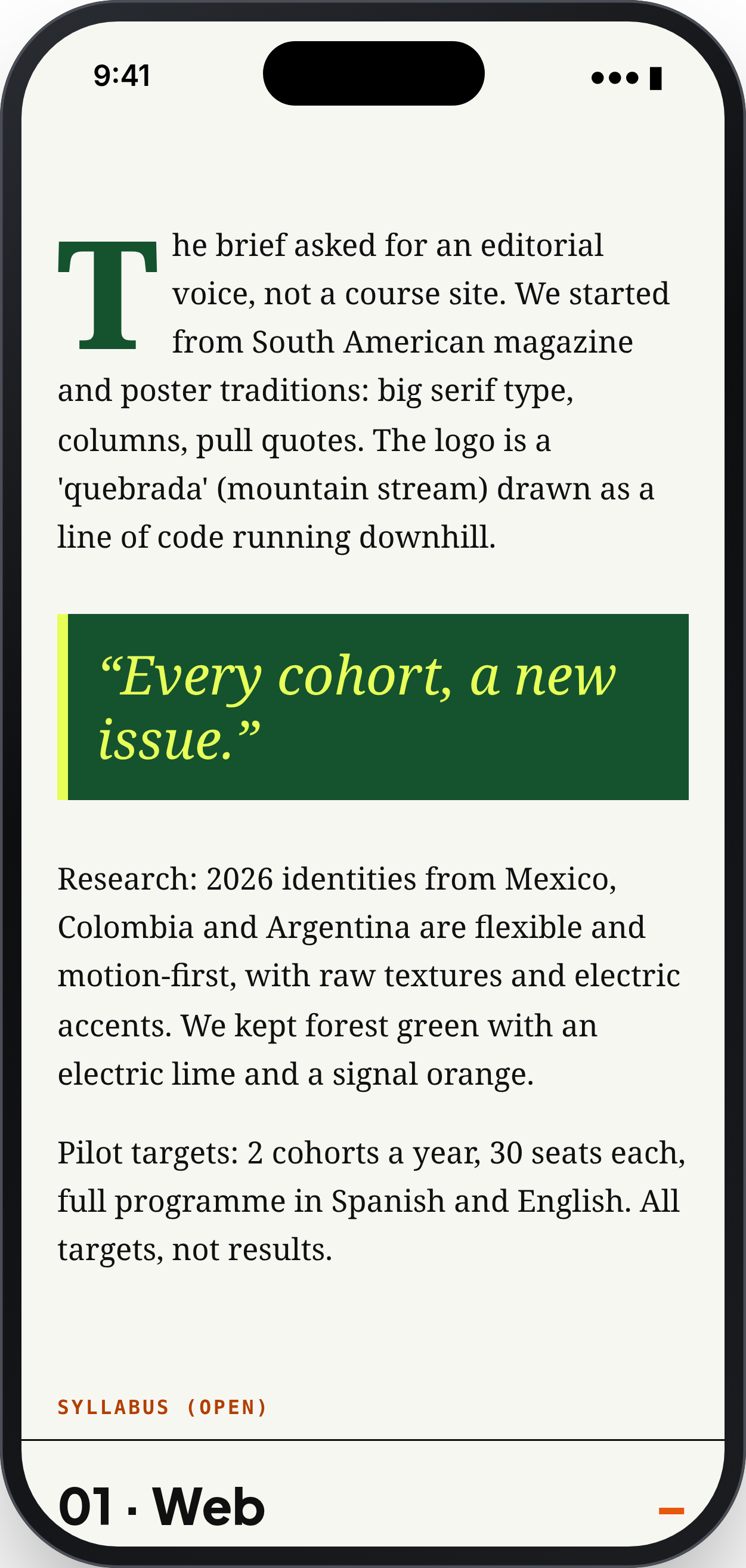 QUEBRADA LABS: Research and syllabus, phone
