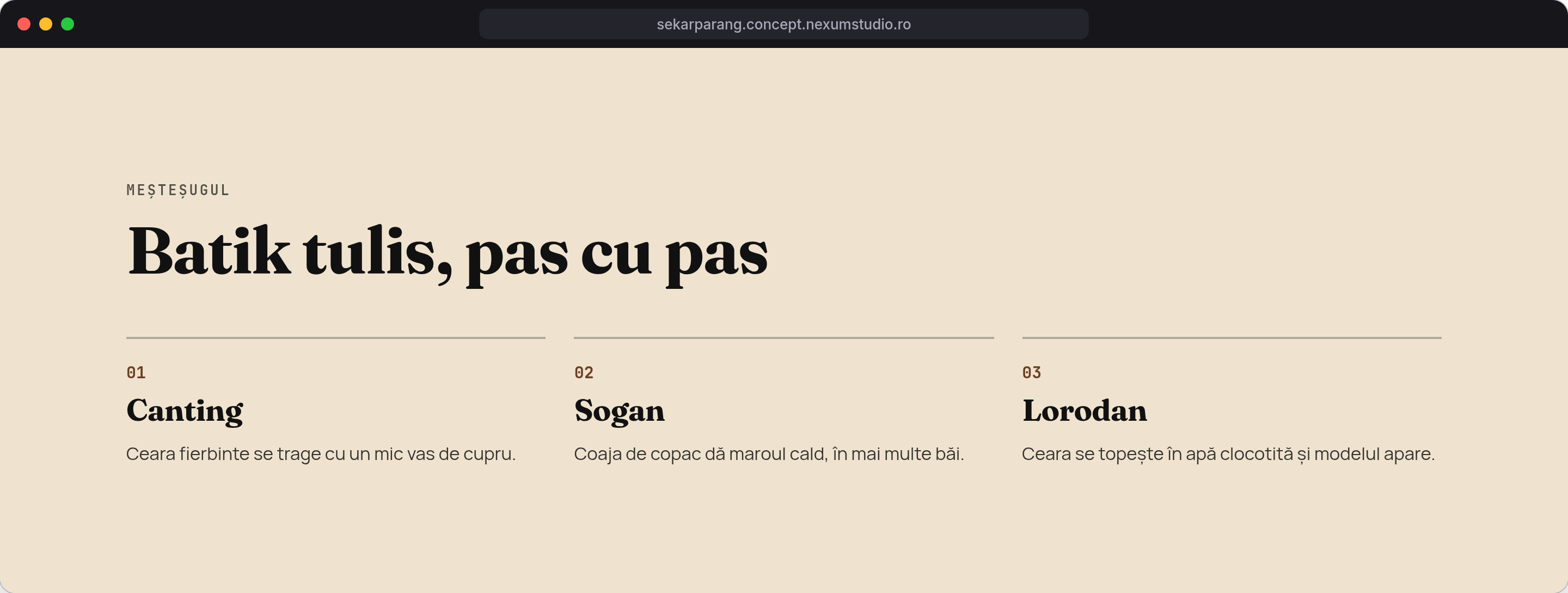 SEKAR PARANG: Meșteșugul, desktop